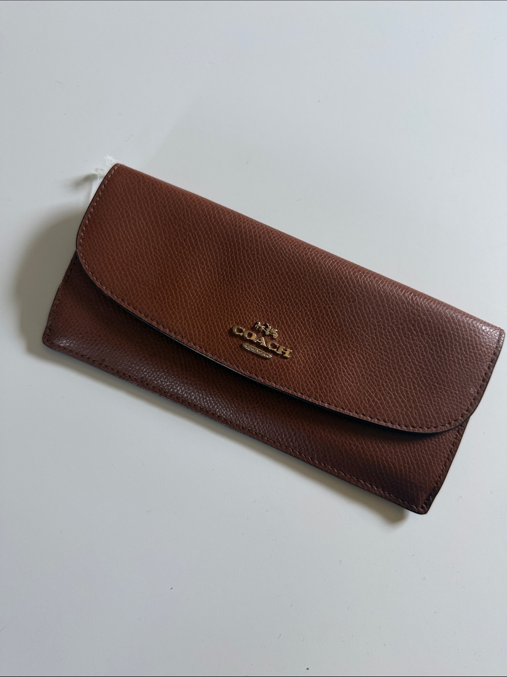 Coach Brown Leather Continental Wallet with Gold Logo